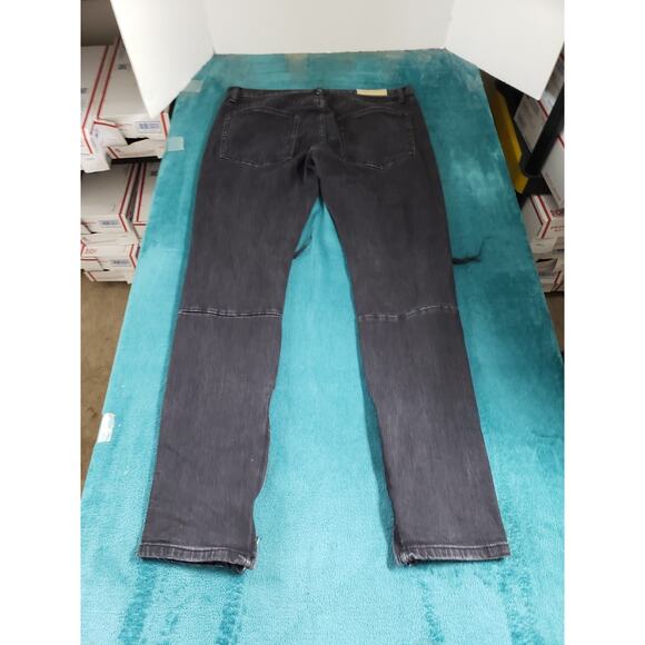 mnml Jeans Size 36x32 Mens Black Pants Distressed Ankle Zip Button Fly Straight - Picture 10 of 13